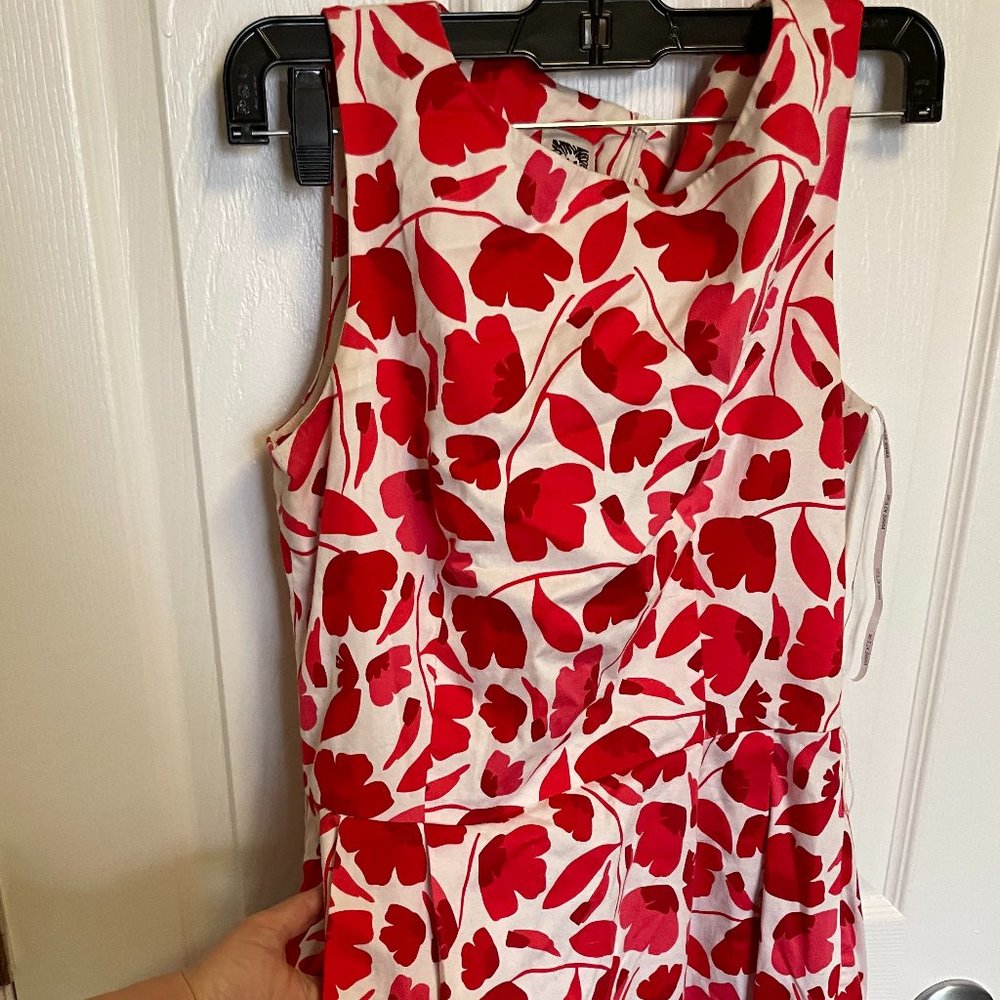 Red Poppies Floral Cotton Dress with Pockets!